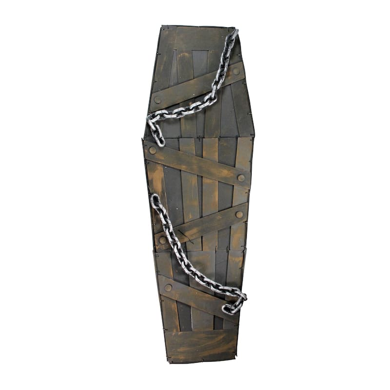 63" Animated and Lighted Chained Shaking Coffin Halloween Decoration