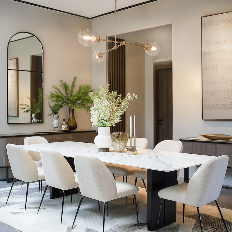 Mid-Century Modern 3-Light Gold Chandelier Island Light for Dining Room - Light Gold - 31.5"W x 29.5"H