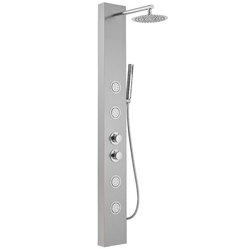 WIZ Rainfall Shower Tower Shower Panel System with Hand Shower - Chrome Nickel