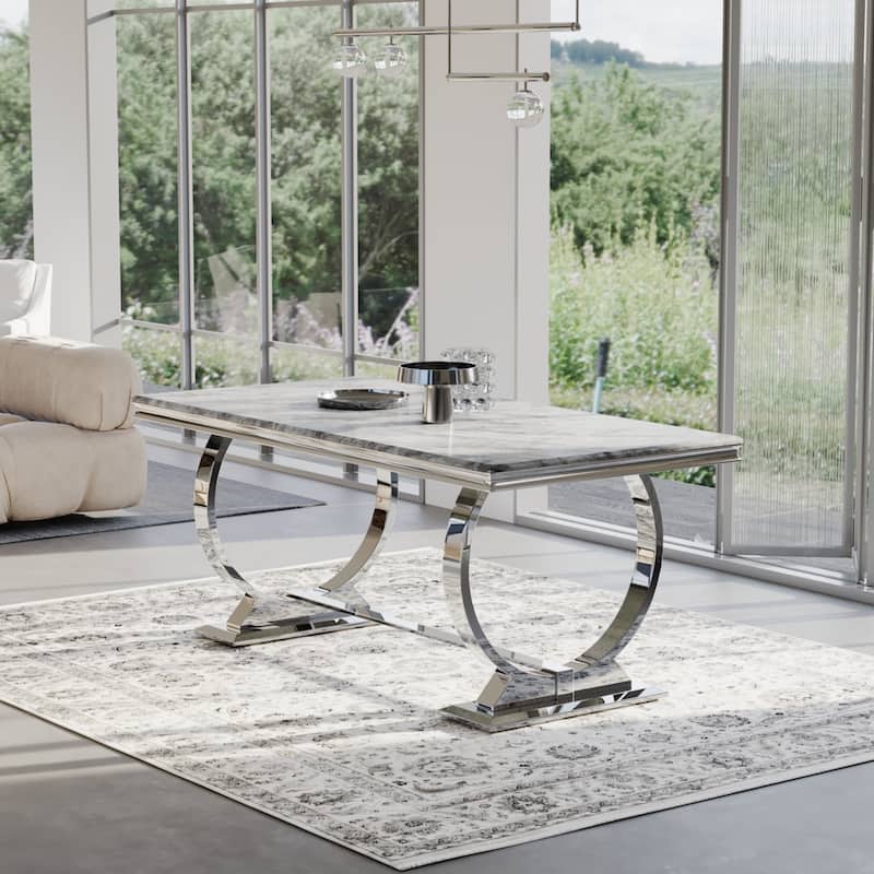 Luxurious Dining Room Table Set with Velvet Dining Chairs