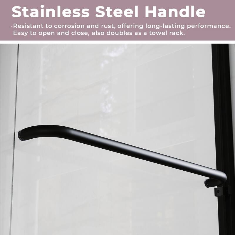 Elegant Double Sliding Shower Door in Matte Black Finish with 1/4 inch Clear Shower Tempered Glass Panel Tub Door