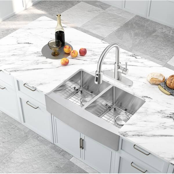 UKISHIRO 33 Inch Farmhouse Apron Handmade Kitchen Double ...