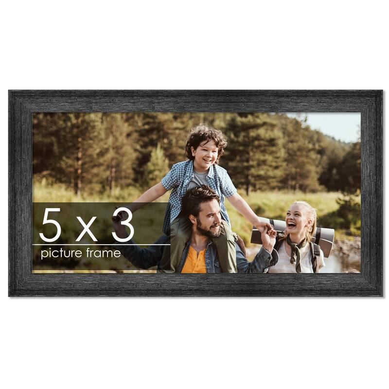 5x3 Distressed/Aged Black Wood Picture Frame UV Acrylic, Foam Board