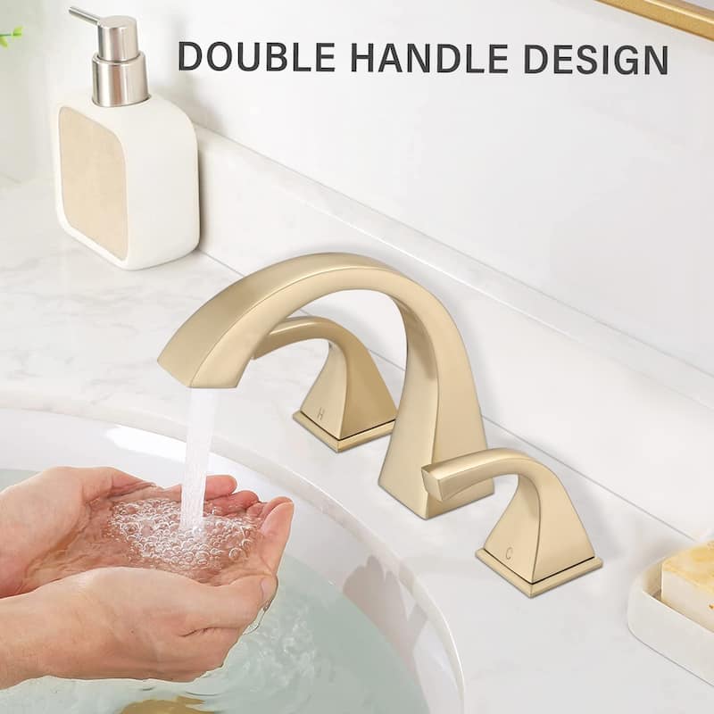 Modern 2 Handle Bathroom Sink Faucet with Ceramic Valve Core, Anti Corrosion, Anti Rust, Anti Fingerprint