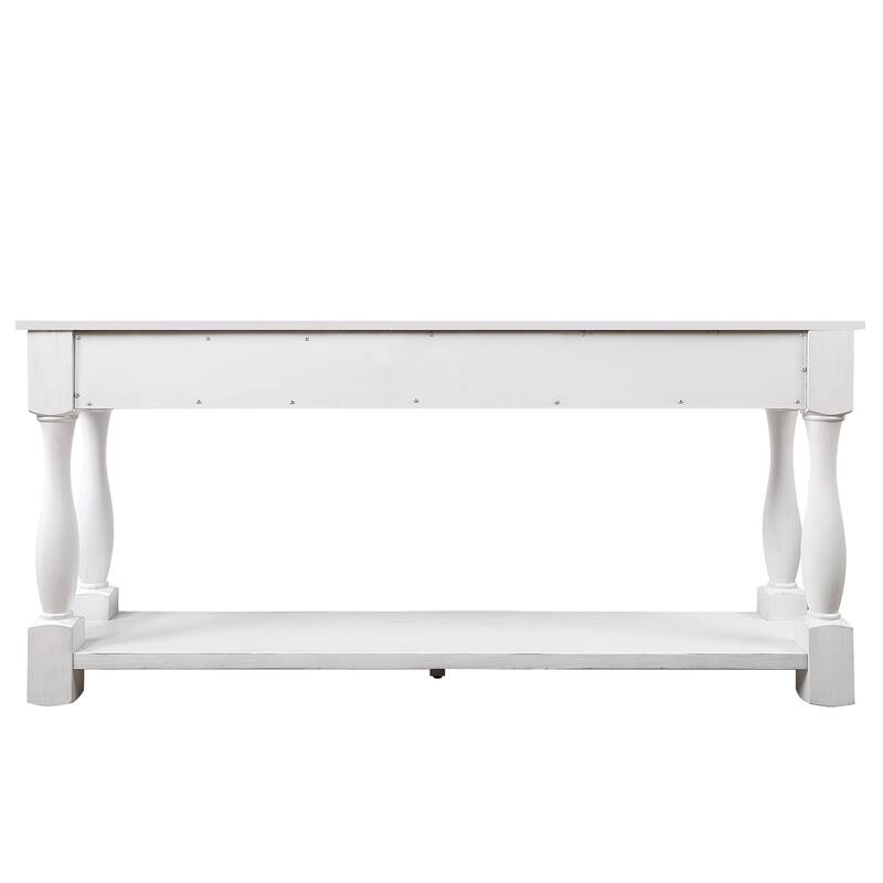 63inch Long Wood Console Table with 3 Drawers and 1 Bottom Shelf for Entryway Hallway Easy Assembly Extra-thick Sofa Table