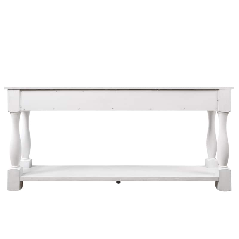 63inch Long Wood Console Table with 3 Drawers and 1 Bottom Shelf for Entryway Hallway Easy Assembly Extra-thick Sofa Table