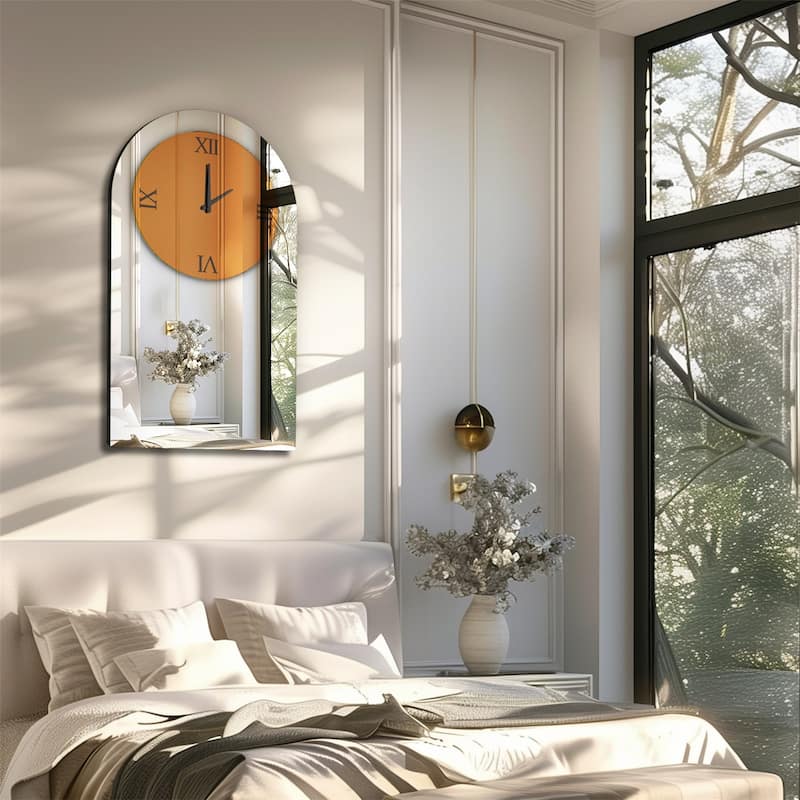 Large Wall Clock Mirror Finish Minimalist Long Oval for Living Room