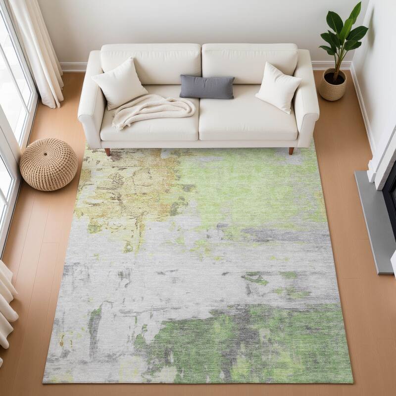 Premium Washable Super Soft Abstract Watercolor Mayfield Rug - Aloe - 3' x 5'