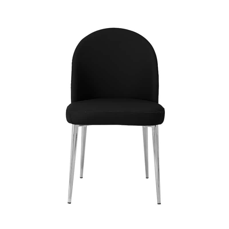 Chrome/Black Faux Leather Upholstered Metal Frame Dining Chair, Set of 2, Sturdy Dining Chair for Dining Rooms - 17.5