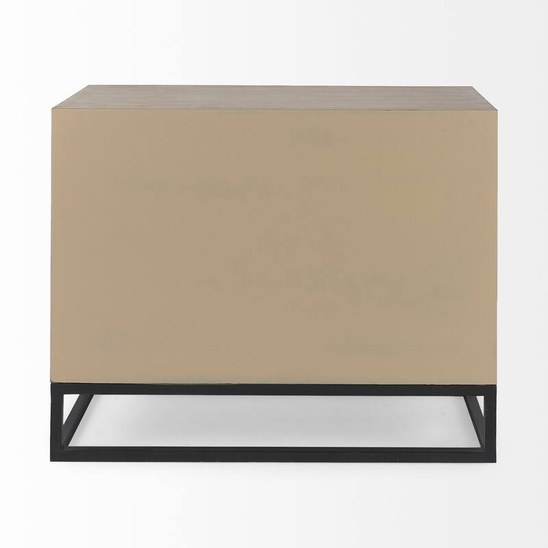 Genevieve I Gray Fir Veneer w/ Iron Frame & 3 Drawer Accent Cabinet - 39.0L x 15.7W x 30.9H