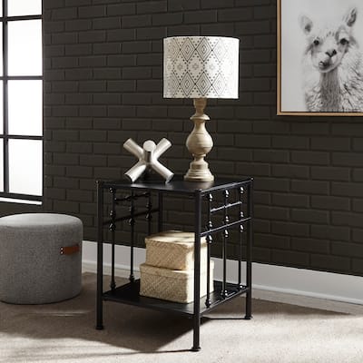 Vintage Series Distressed Metal Open Nightstand - Black