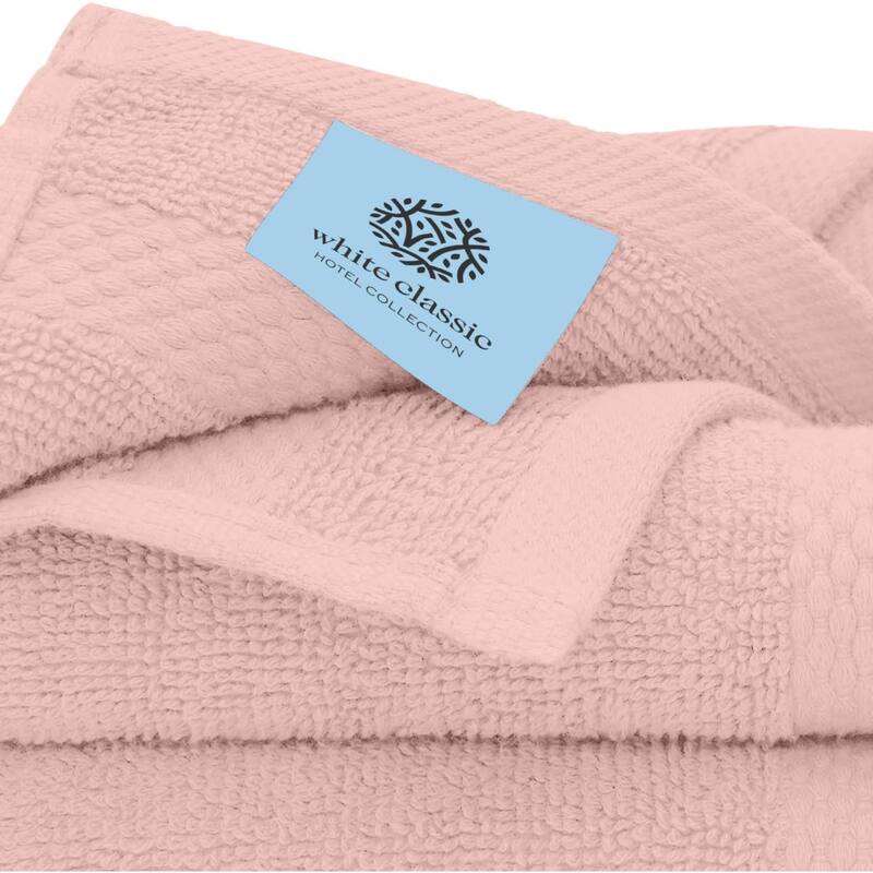 White Classic Luxury Cotton Washcloth 13x13 - Set of 12