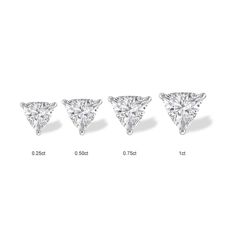Marquee Lab Grown 1/2 Carat Trillion Shaped Solitaire Diamond Earrings in 14K White Gold