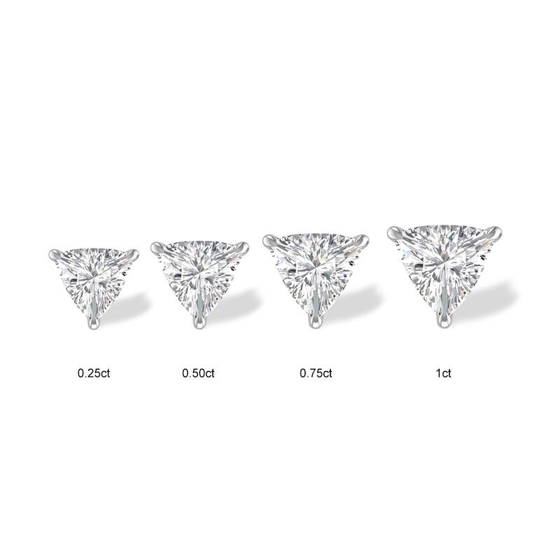 Marquee Lab Grown 1 Carat Trillion Shaped Solitaire Diamond Earrings in 14K White Gold