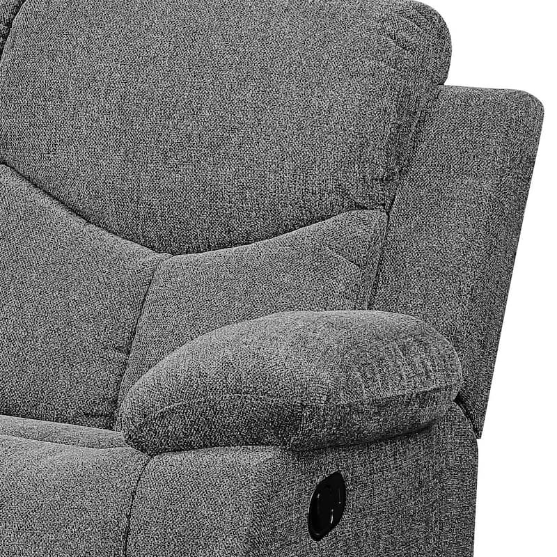 Gray Chenille Loveseat W/Console