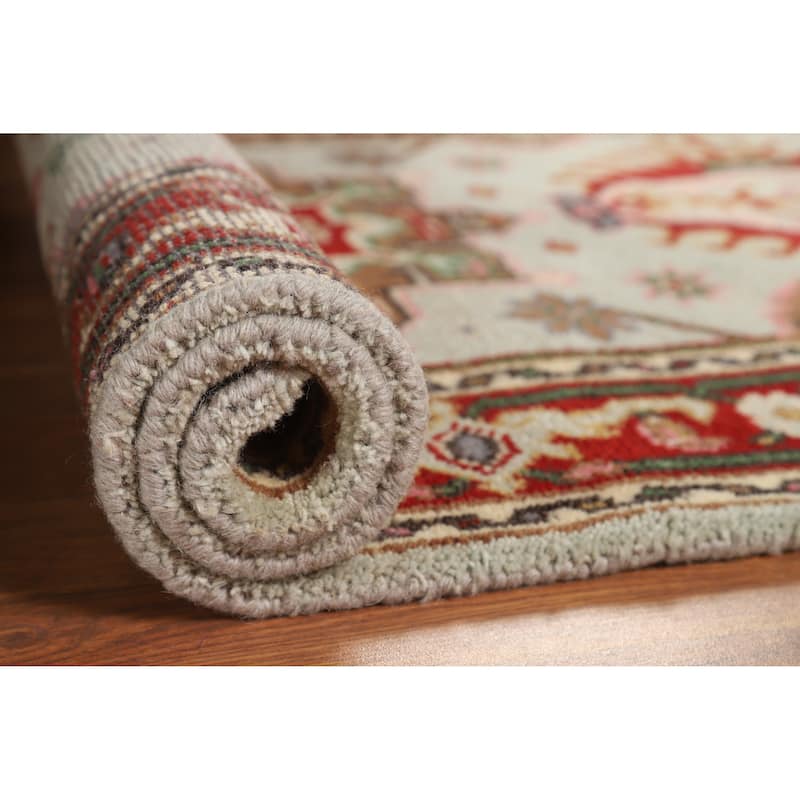 Hand Knotted Oriental 100% Wool Carpet Transitional Geometric Green Khotan Area Rug - 5' 1'' X 3' 1''