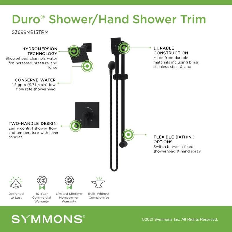 Symmons S369815TRM Duro HydroMersion Pressure Balanced Shower System
