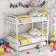 preview thumbnail 1 of 15, Multifunctional Full over Full Metal Bunk Bed With Trundle,Save Space or Split Into 2 Beds White