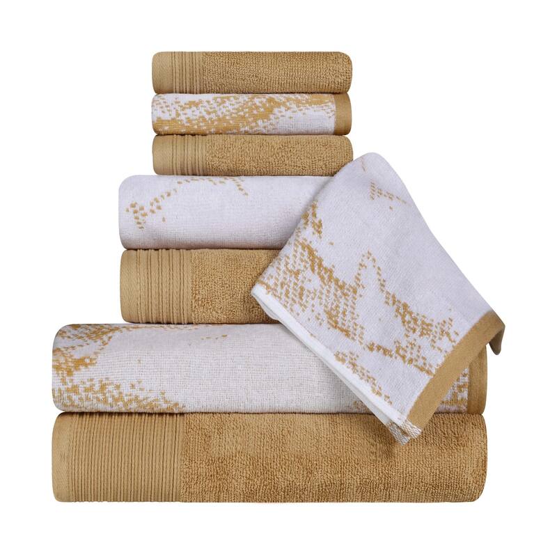 Superior Cotton Quick-Drying Solid and Marble 8 Piece Towel Set