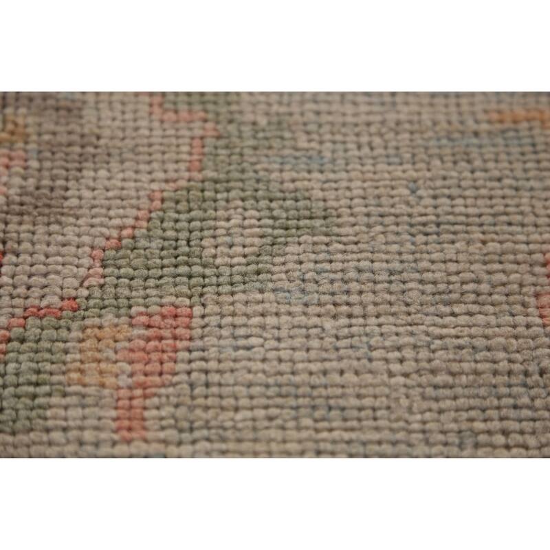 Hand Knotted Oriental 100% Wool Carpet Transitional All-Over Beige & Ivories Oushak Area Rug - 11' 4'' X 8' 4''