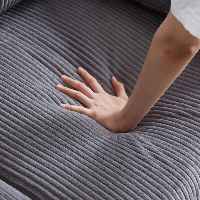 65" Corduroy 2-Seater Sleeper Sofa, 3-in-1 with Storage and Side Pocket