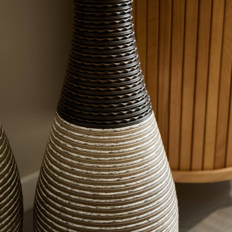 Hand-Woven PVC Rattan Floor Vase