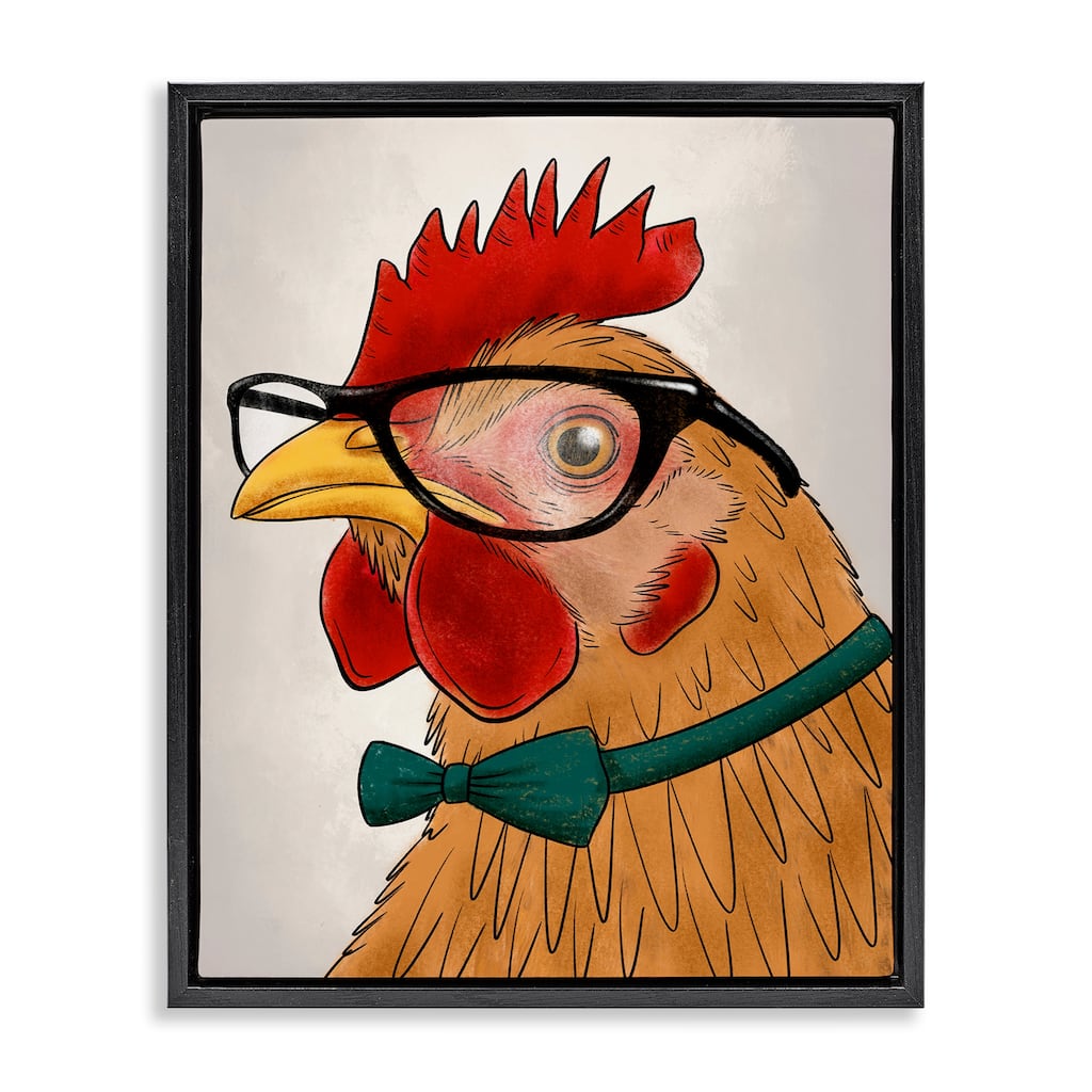 Stupell Funny Hipster Rooster Framed Floater Canvas Wall Art Design By Marcus Prime