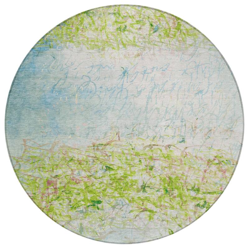 Machine Washable Indoor/ Outdoor Abstract Scribble Chantille Rug