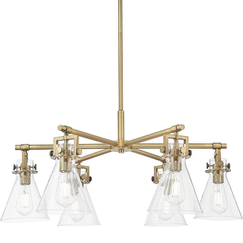 Innovations Lighting 411-6CR-16-26 Newton Cone Chandelier Newton Cone - Brushed Brass / Seedy