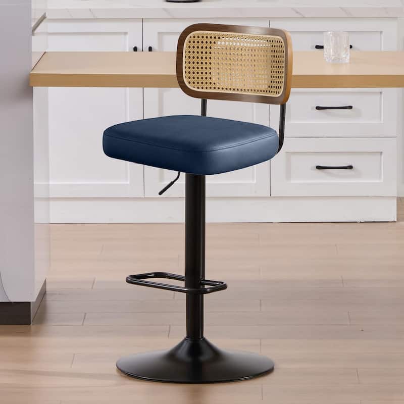 Adjustable Height Swivel Bar Stools with Back and Footrest - 17.7"W x 15.75"D x 35"-42.9"H