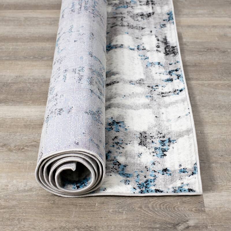 Madrid Collection - Grey Distressed Blue Spackle Rug