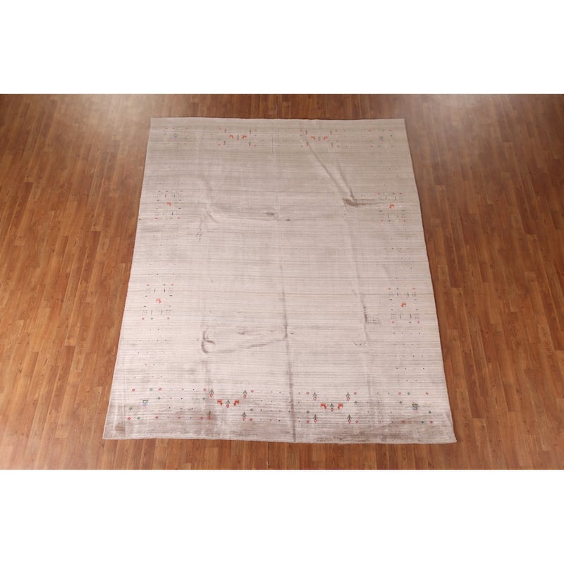 Gabbeh Oriental Area Rug Handmade Tribal Bedroom Silk Carpet - 7'9"x 9'7"