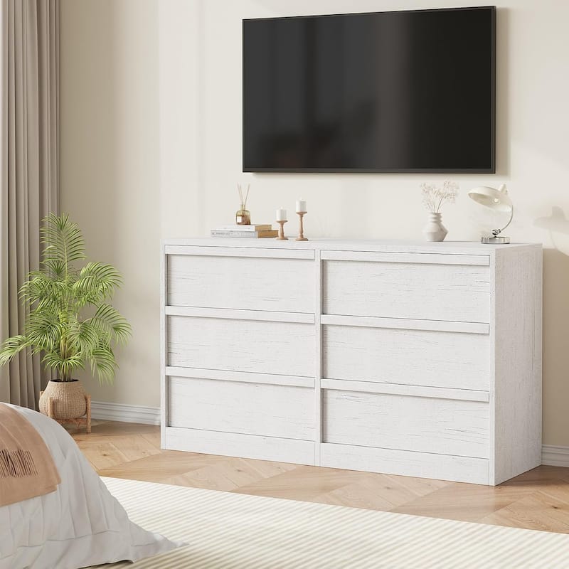 Modern Double Dresser Organizer with Large Storage, Wooden Chest of Drawers