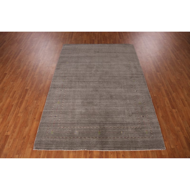 Tribal Grey Gabbeh Indian Area Rug Handmade Wool Carpet - 6'6" x 9'7"