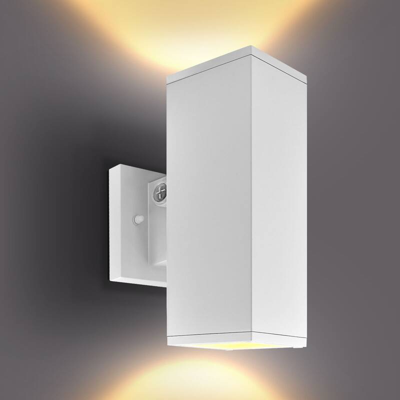 Luxrite Dusk to Dawn LED Outdoor Wall Light 10 in. 3CCT Wall Sconce 15/20/24W Dimmable IP65 ETL - Color Selectable 3000/4000/5000