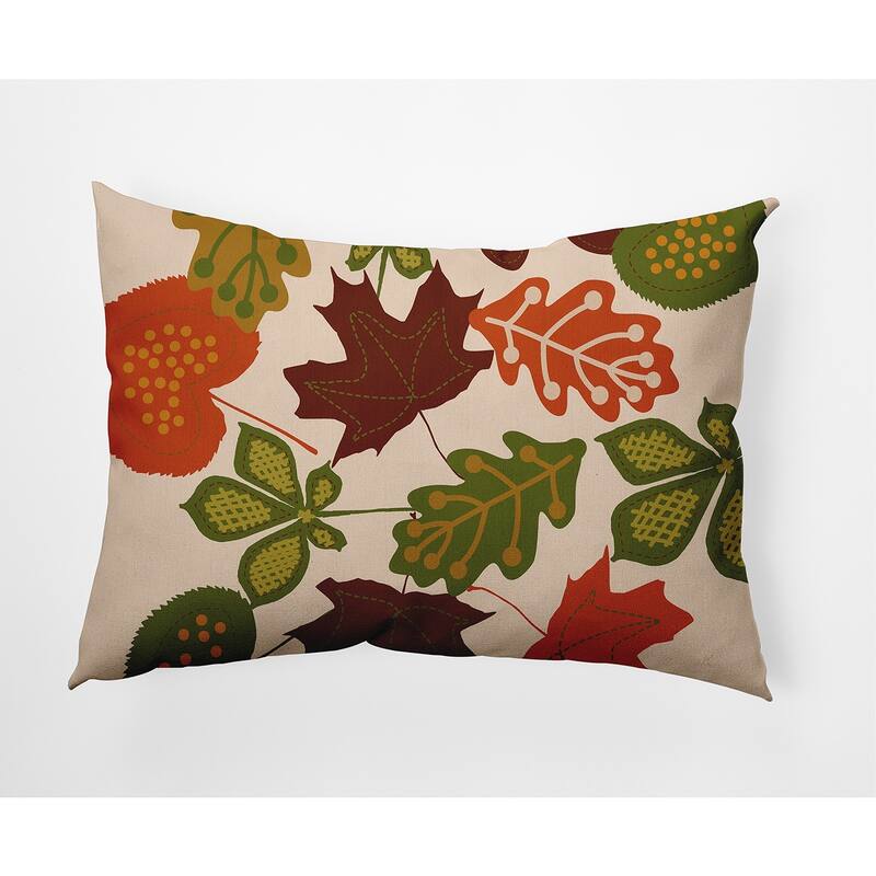Fall Leaves Indoor/Outdoor Throw Pillow - 14" x 20" - Oak