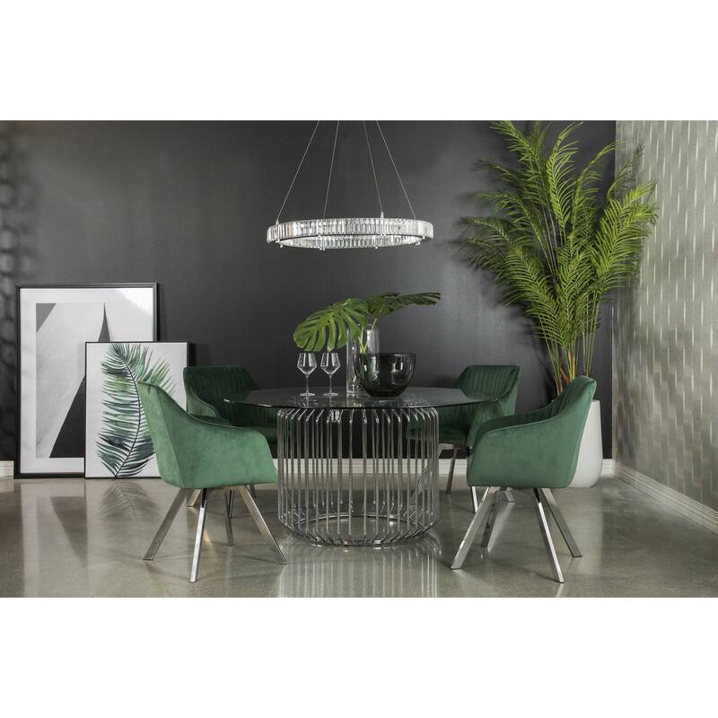Vallerina Green Channeled Sloped Arm Swivel Chair