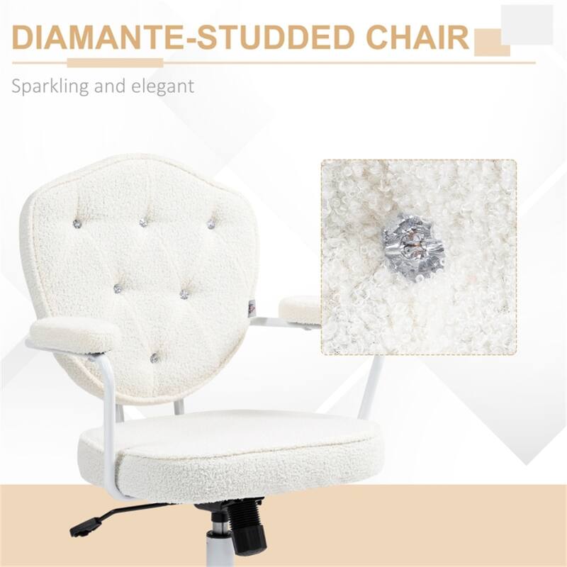Rhinestone-Studded Back Office Chair with Swivel Wheels - 24.8" W x 24.2" D x 36.6" - 39.8" H