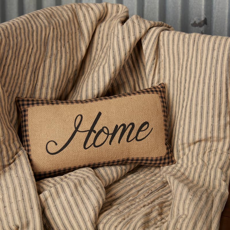 Farmhouse Star Home Pillow 7x13 - Accent - Pillow 7x13 - Polyester - Charcoal Black/Natural/Creme