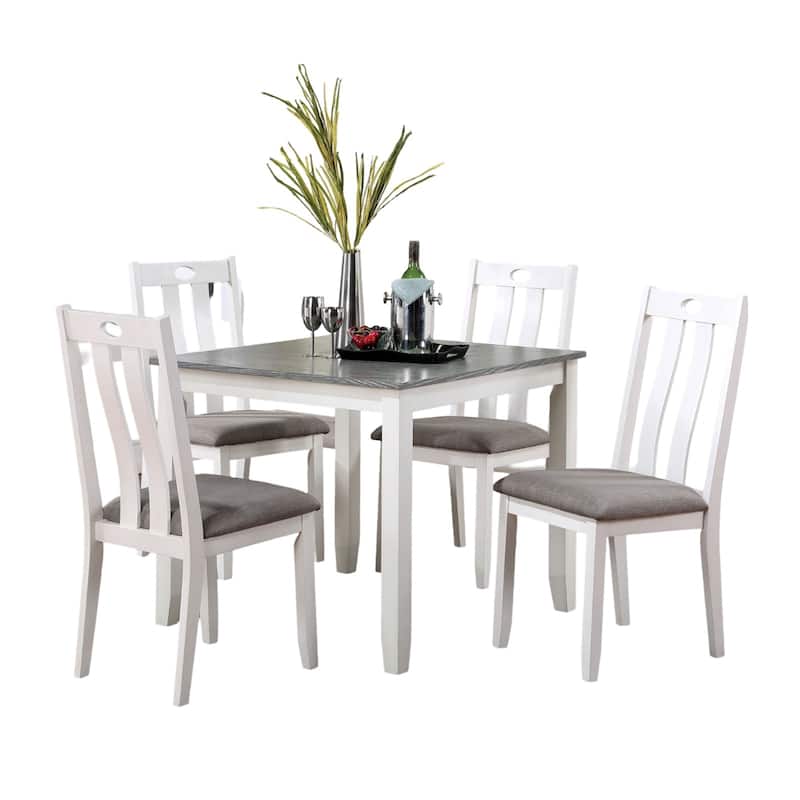 Modern Solid wood 5pc Dining Set Table 4x Chairs Fabric Cushions Seats Chairs Dining Room