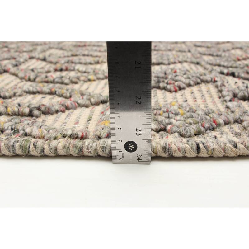 ECARPETGALLERY Braid weave Sienna Grey Wool Rug - 5'3 x 7'7