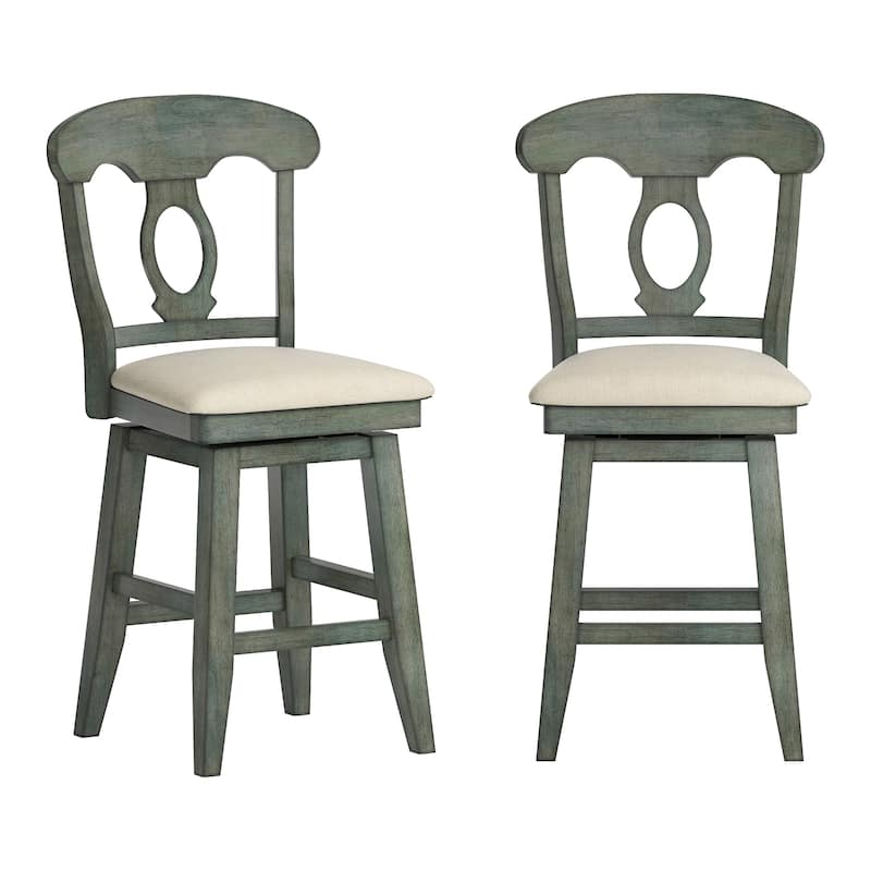 Ronda Napoleon Back Wood Swivel Chair - Antique Sage Green - Counter Height