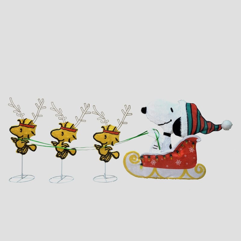 30" Peanuts 2D Sleigh with Snoopy and Woodstock