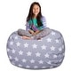 preview thumbnail 95 of 187, Kids Bean Bag Chair Cover Stuffed Animal Storage or Toy Organizer 48 Inch Extra Large - Canvas White Stars on Gray