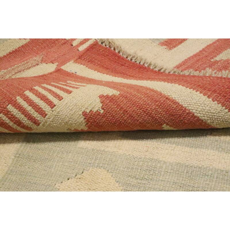 Hand Woven Oriental 100% Wool Carpet Southwestern Tribal Green Kilim Area Rug - 5' 9'' X 4' 2''