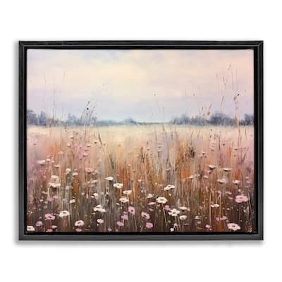 Stupell Neutral Tone Wildflower Field Framed Floater Canvas Wall Art Design By Arlington Prints