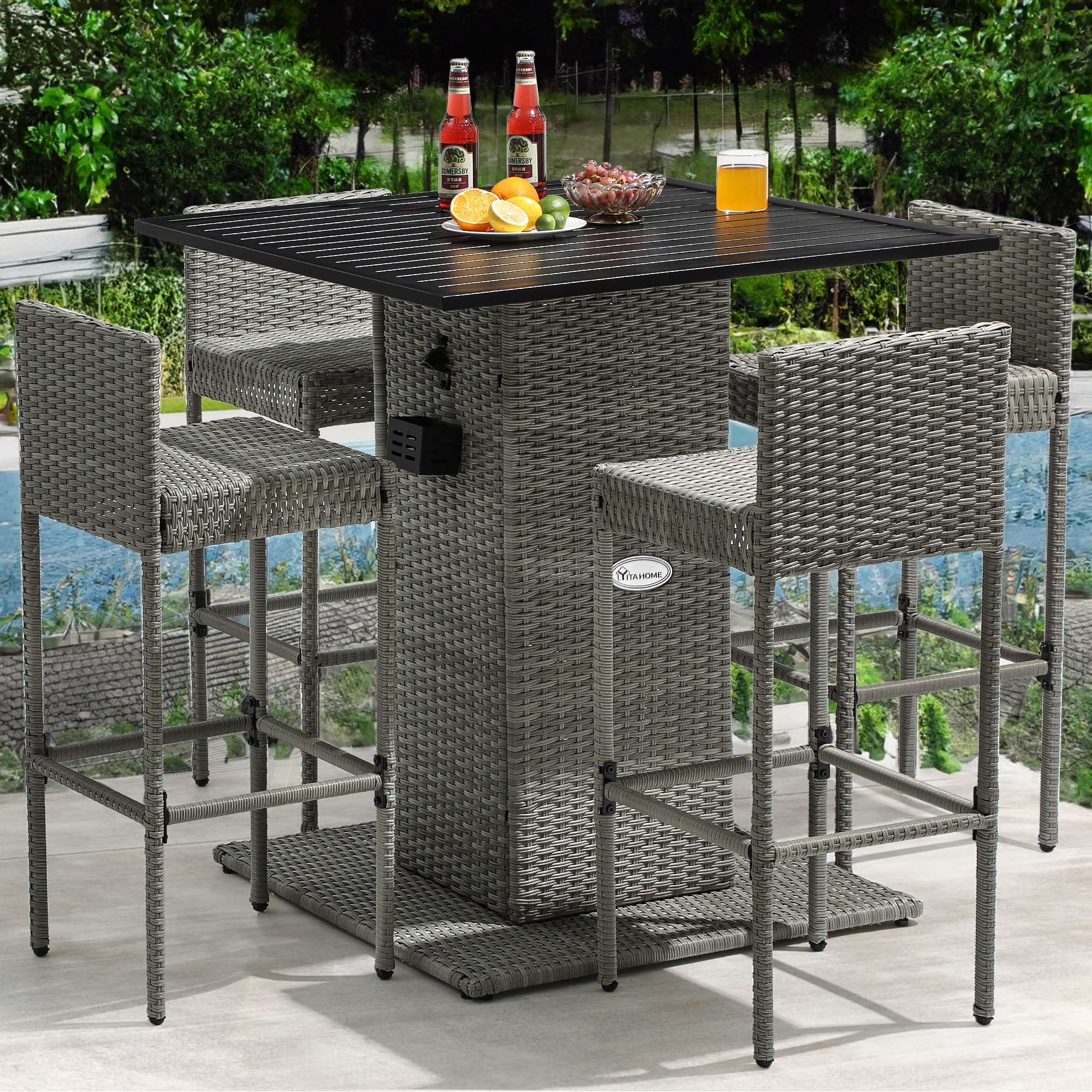 small outdoor pub table set