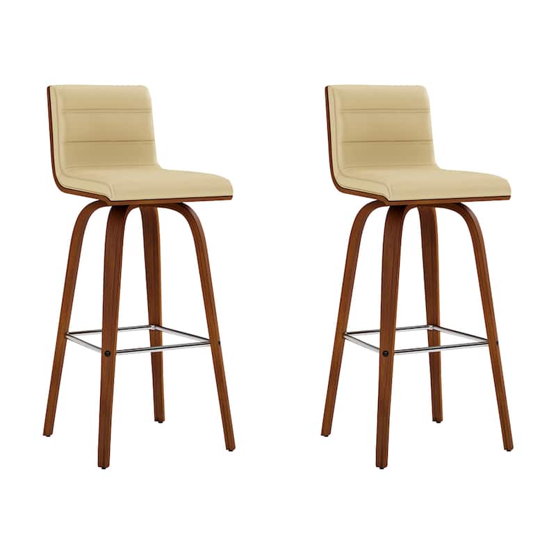 Skara Swivel Bar Stool, Upholstered Bar Height Chair with Bentwood Frame