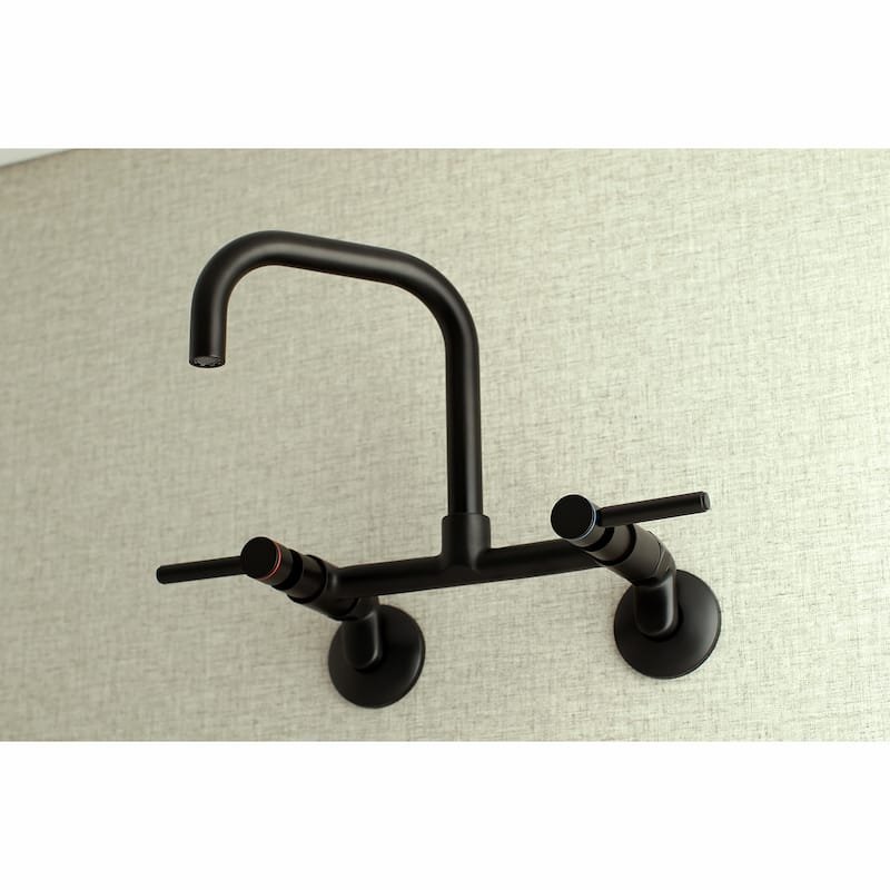 Concord 8-Inch Adjustable Center Wall Mount Kitchen Faucet in Matte Black