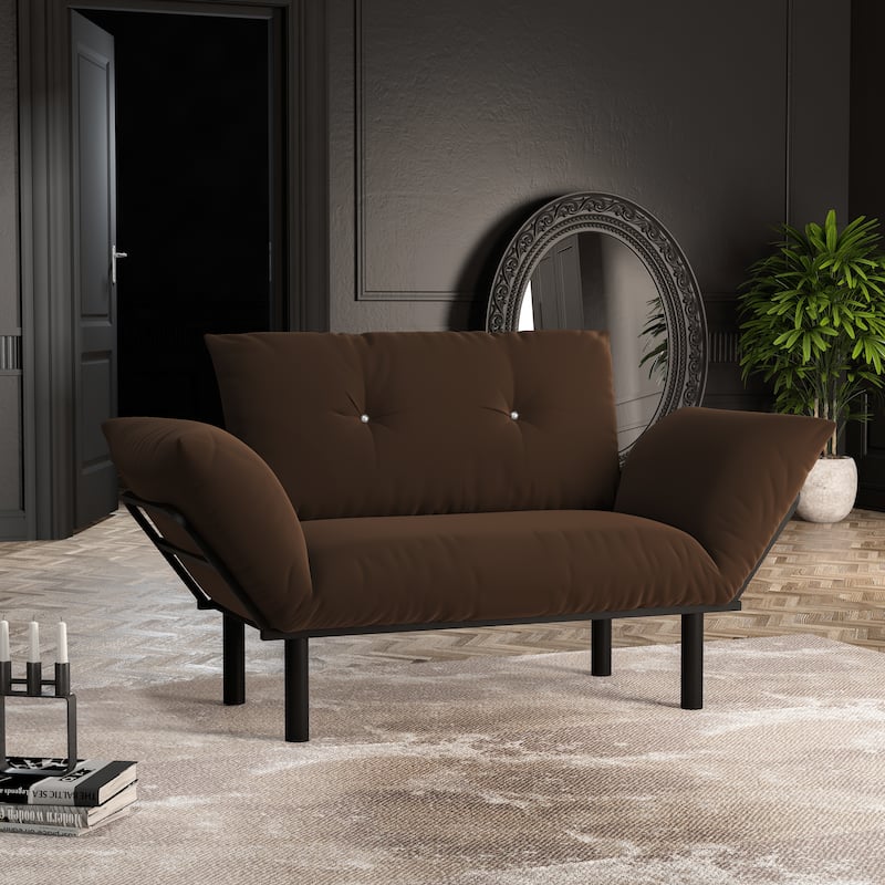 Haydar Extra-wide Modern Loveseat with Metal Legs - Brown